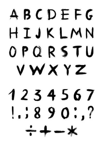 Векторний Набір Текстурованих Грандж Букв Цифр Знаків Пунктуації Вашого Шрифту — стоковий вектор