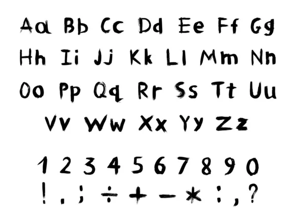 Векторный Набор Текстурированных Гранжевых Букв Цифр Знаков Пунктуации Вашего Шрифта — стоковый вектор