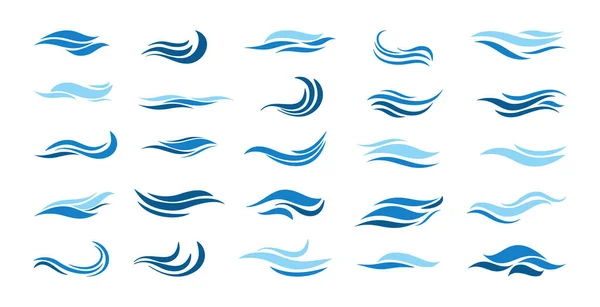 Dalgaların vektör koleksiyonu. Logo, sunum ve şablon oluşturmak için soyut su formları.