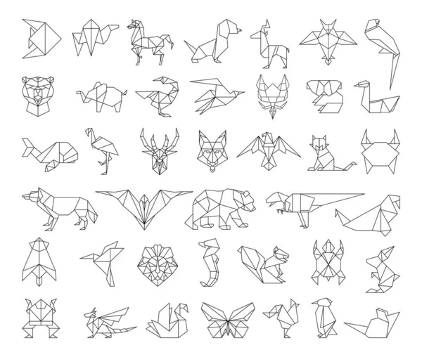 折纸风格的多边形线形动物群 — 图库矢量图片