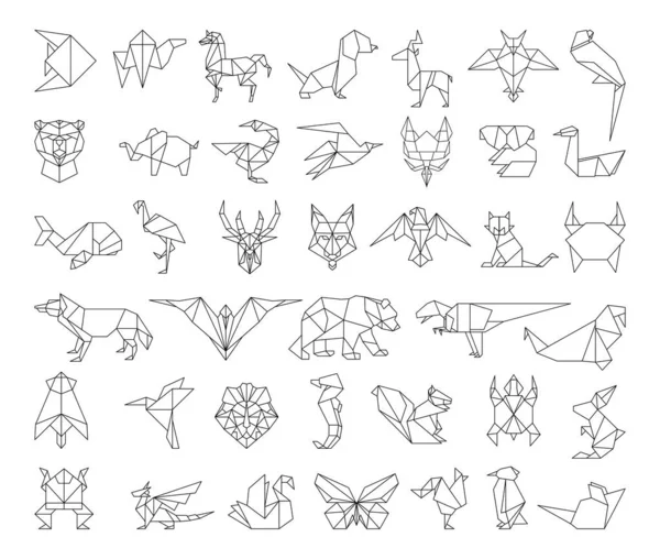 Origami tarzında çokgen doğrusal hayvanların koleksiyonu.