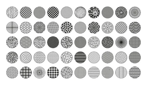 Zbiór Okrągłych Tła Abstrakcyjnymi Wzorami Czarno Białe Grafiki — Wektor stockowy
