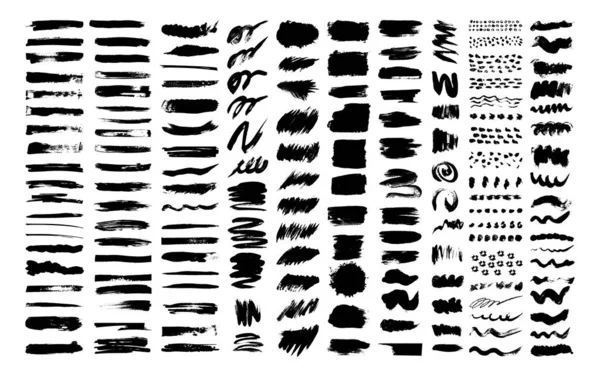 Gran Colección Pinceles Textura Grunge Manchas Frotis Salpicaduras Elementos Diseño — Vector de stock