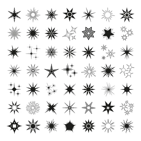 Csillag Ikonok Vektorkészlete Illusztrációk Tetoválások Logók Nyomatok Készítéséhez — Stock Vector