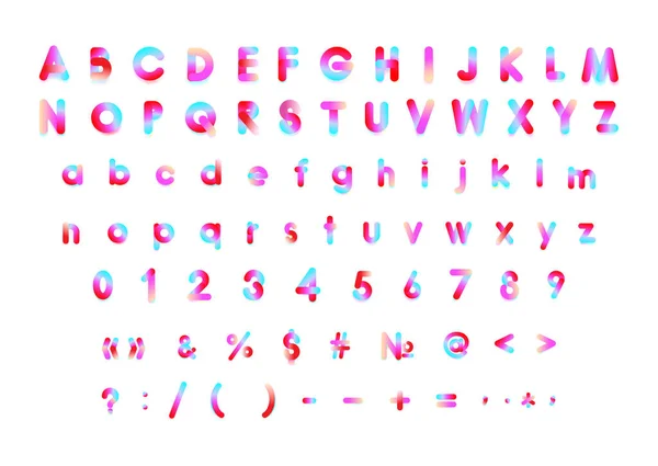 Набор Букв Цифр Знаков Препинания Простых Букв Градиентный Современный Шрифт — стоковый вектор