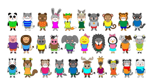 Zbiór Postaci Zwierzęcych Kreskówek Ilustracje Dla Dzieci — Wektor stockowy