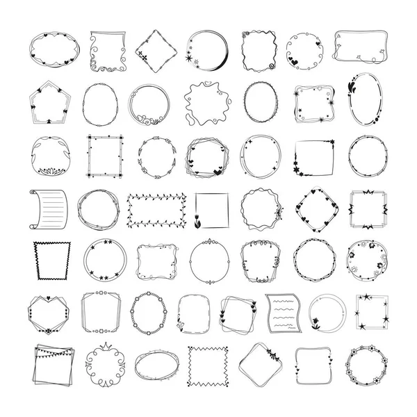 Collection Cadres Linéaires Différentes Formes Éléments Décoratifs — Image vectorielle