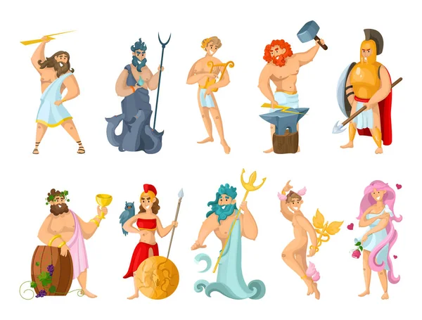 Colección Ilustraciones Con Dioses Griegos Personajes Mitológicos — Vector de stock