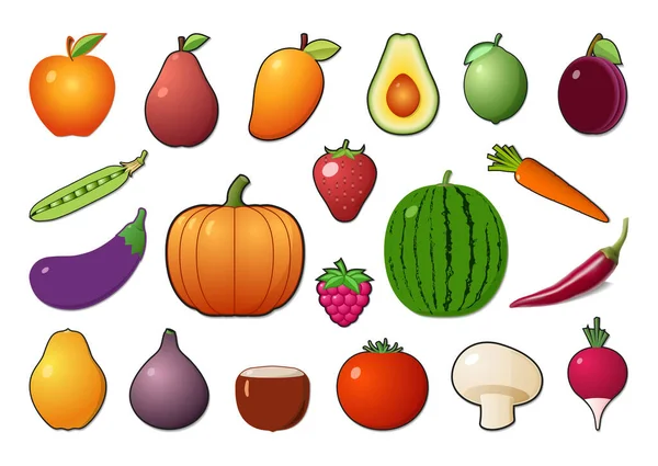 Vector Vegetables Fruits — Stock Vector