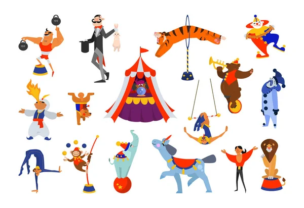 Illusztrációk Gyűjteménye Cirkusz Témájában Stock Illusztrációk