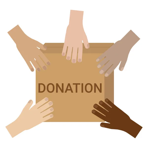 Internationale Vrijwilligersdag Handen Helpen Met Een Hart Donatie — Stockvector