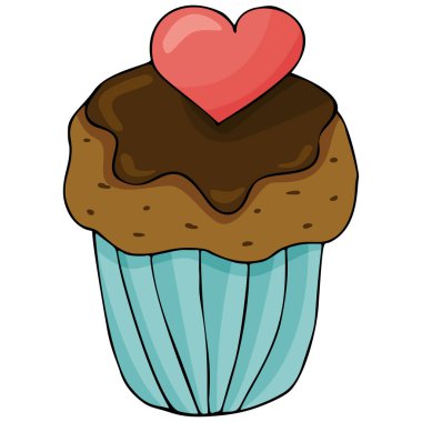 Kalpli Sevgililer Günü keki, karalama ve el yapımı.