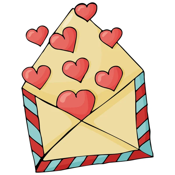 Una Carta Para Día San Valentín Con Corazones Hecha Estilo — Archivo Imágenes Vectoriales