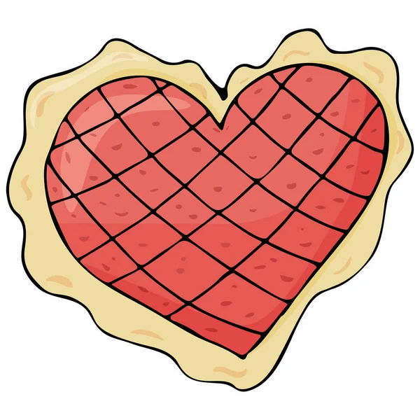 Festive Heart Shaped Cake Valentine Day Made Style Doodles Hand — Stockvektor
