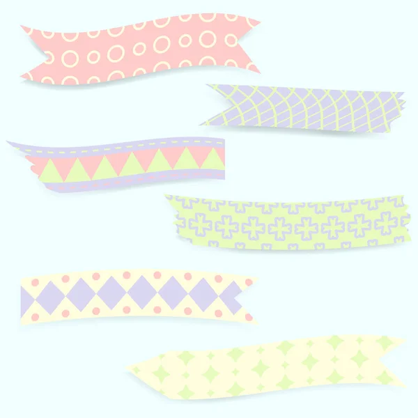 Hassas renklerde geometrik desenli washi bantları.