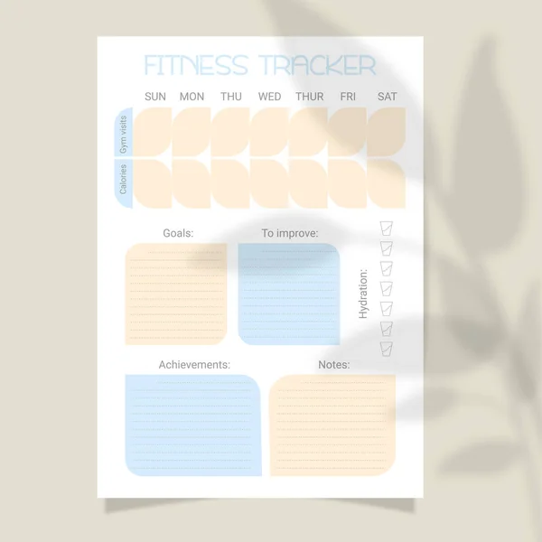 Sayfa düzenleyicisi, fitness takip cihazı. Yazdırma için kağıt sayfası