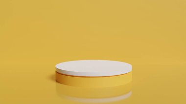 Ürün tanıtım tanıtımı için 3B Podyum sarı renk teması