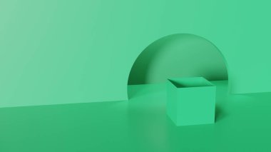 Ürün sunum kutusu için boş küp 3d yeşil tema