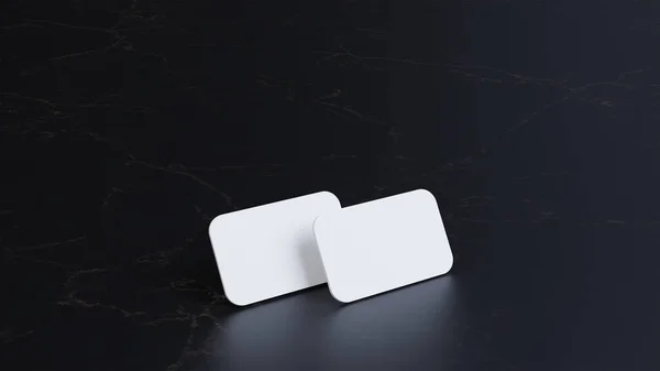 Id card mockup in marble floor elegant for text presentation empty dark theme