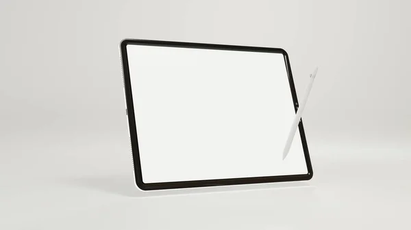 Ipad Mockup Black Theme Psd Pentab Screen Desk — Stock Photo, Image