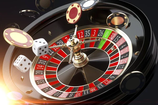 Vegas Games Casino Online Roulette Gaming Dice Casino Gambling Banner — стоковое фото