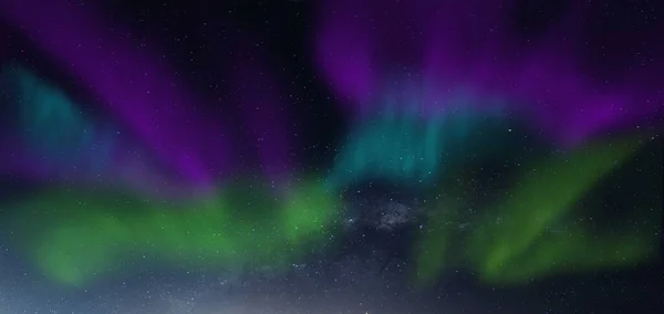 Aurora Mavi Gökyüzü Samanyolu Astronomi Arka Planı Boyutlu Illüstrasyon — Stok fotoğraf