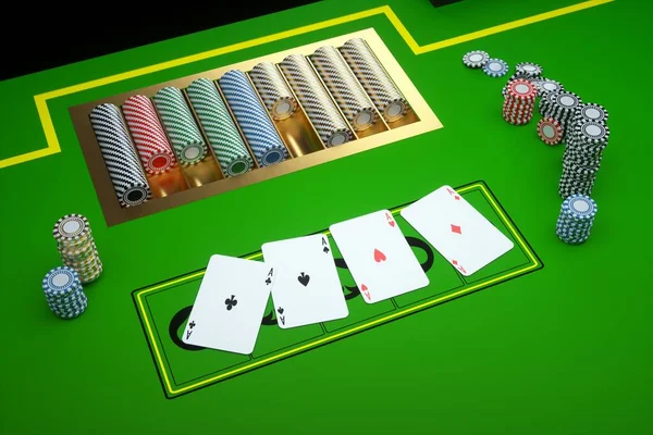 Vegas Juego Pila Varias Fichas Casino Concepto Juego Renderizado Ilustración — Foto de Stock