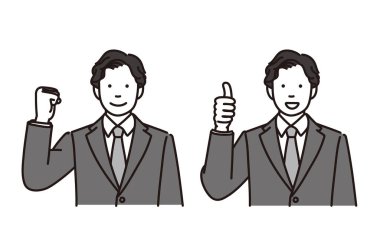 Cesur ya da güzel pozlar veren bir iş adamının siyah beyaz çizimleri.