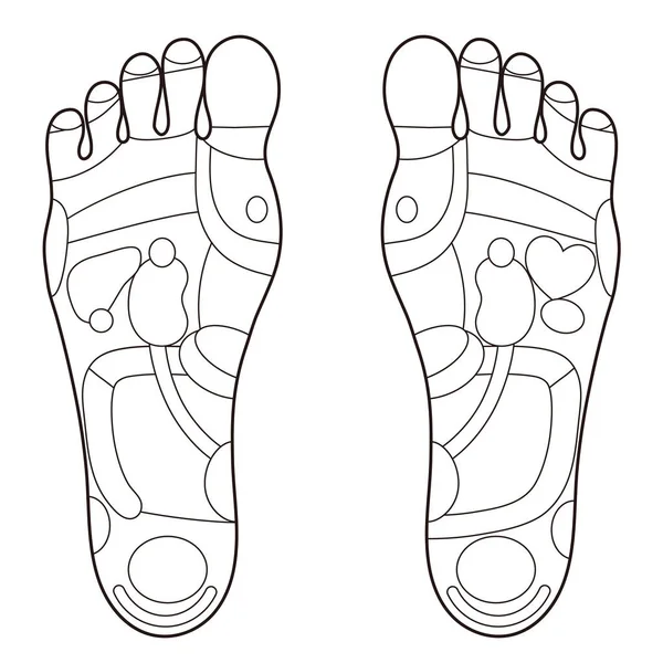 足裏の反射帯のモノクロームイラスト — ストックベクタ