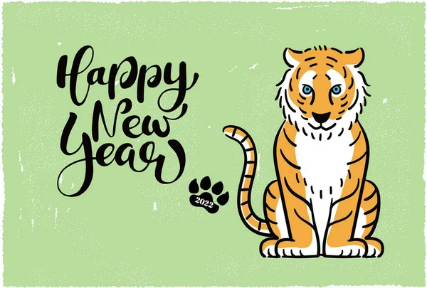 2022 Carte Nouvel Année Tigre Illustration Mode Simple Tigre — Image vectorielle