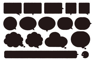 Siyah basit el yazısı konuşma balonu seti