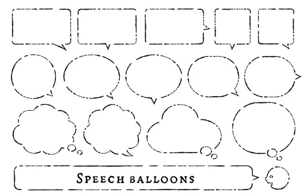 Eenvoudige Handschrift Stijl Monochrome Tekstballon Set — Stockvector