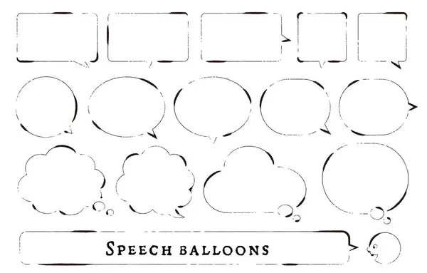 Estilo Escritura Simple Monocromo Globo Discurso Conjunto — Vector de stock