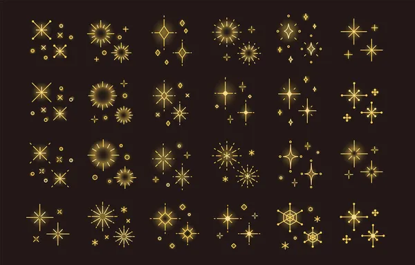 Simple Glitter Set Passes Golden Light Black Background — Stock Vector
