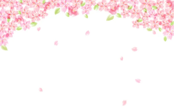 Background Illustration Leaf Cherry Blossoms — Archivo Imágenes Vectoriales