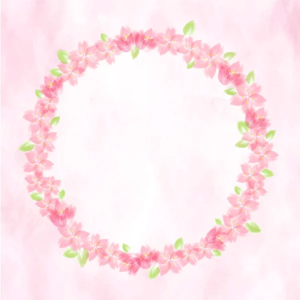 Background Illustration Leaf Cherry Wreath — Image vectorielle