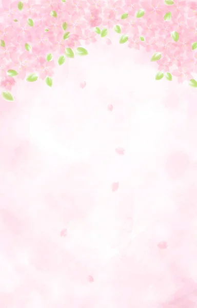 Background Illustration Leaf Cherry Blossoms — Vettoriale Stock