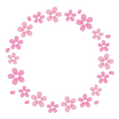Round cherry blossom frame illustration