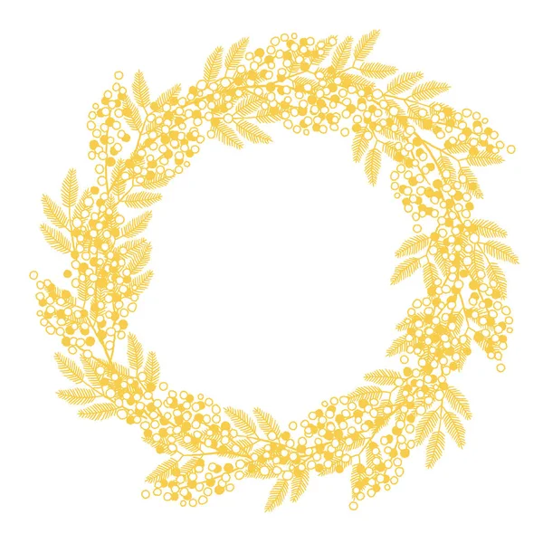 Illustration Simple Mimosa Acacia Wreath —  Vetores de Stock