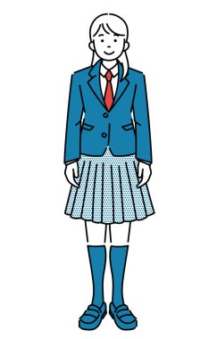 Ön tarafa bakan bir kız öğrencinin basit bir çizimi.