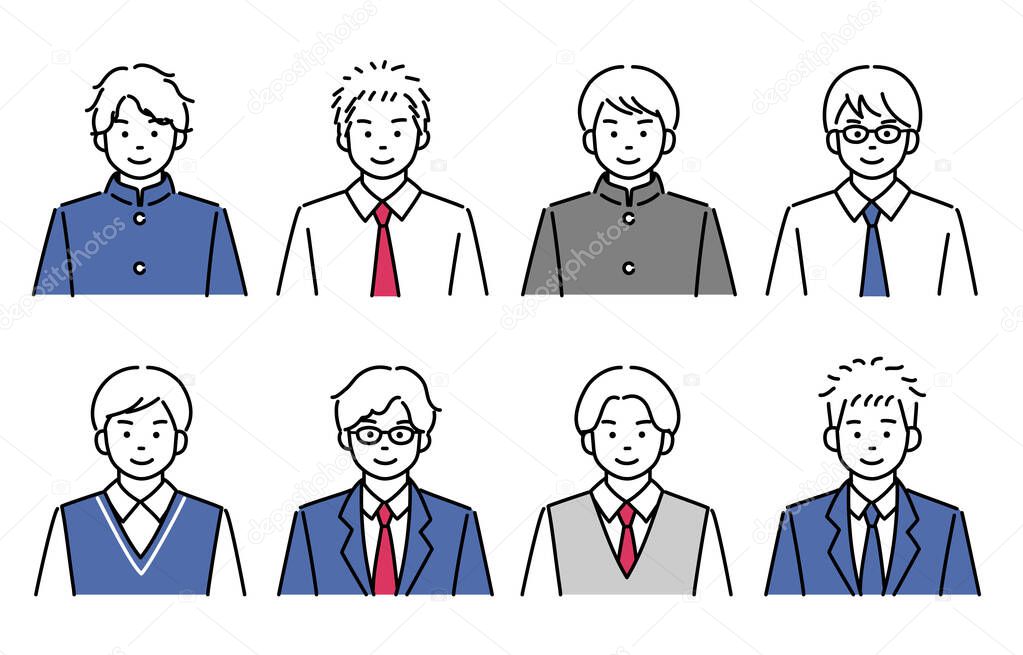 Various schoolboys icon sets
