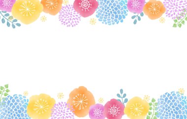 İskandinav tarzı suluboya çiçek çerçevesi