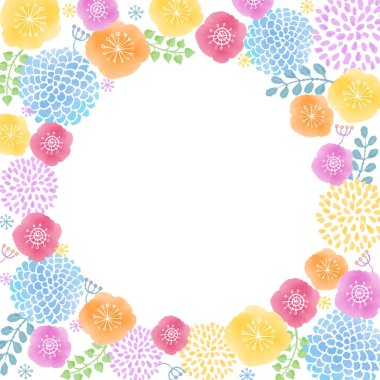 İskandinav tarzı suluboya çiçek çerçevesi