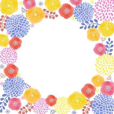 İskandinav tarzı suluboya çiçek çerçevesi