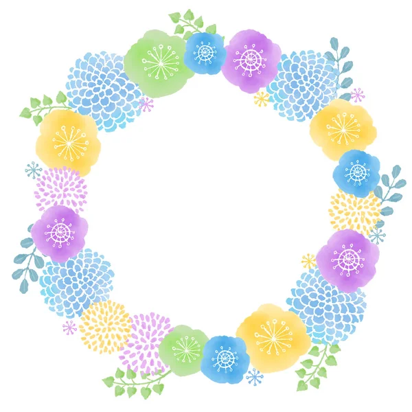 Scandinavian Style Watercolor Illustration Flower Wreath — Stock Vector