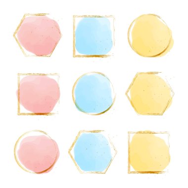 Altın çerçeveli ve renkli suluboya dokunuşlu simge