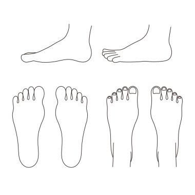 It is a simple monochrome illustration of the sole, instep, and side of the foot.Easy-to-use vector material.