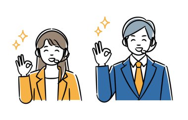 Bu basit bir çağrı merkezi görüntüleme setidir, tamam pozlar veren erkekler ve kadınlar. Düzenlemesi kolay olan vektör verileri.