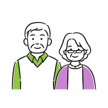 Yaşlı çiftin basit bir çizimi