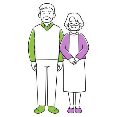 Yaşlı çiftin basit bir çizimi